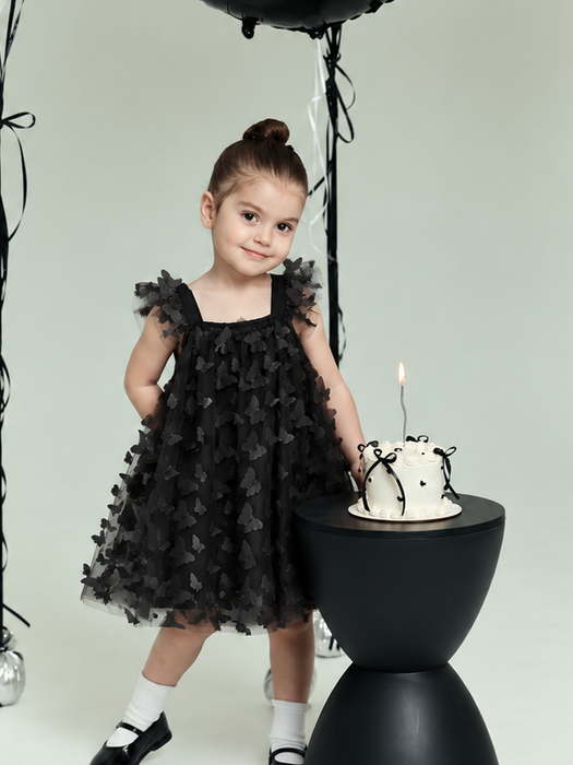 Black Butterfly Tulle Dress for Baby Girls