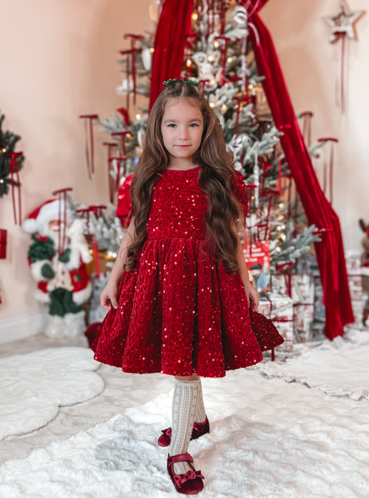 Scarlett Red Sequin Christmas Dress for Girls(ETA MID OCT)
