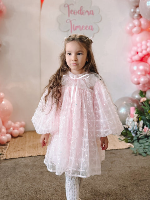 Pink Long Sleeve Tutu Birthday Dress