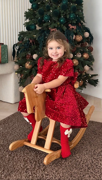 Scarlett Red Sequin Christmas Dress for Girls(ETA MID OCT)