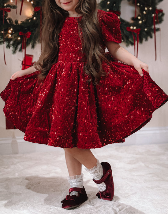 Scarlett Red Christmas Sequin Dress | Girl's Holiday Party Outfit Ellie Ellie Scarlett Red Christmas Sequin Dress | Girl's Holiday Party Outfit Ellie Ellie
