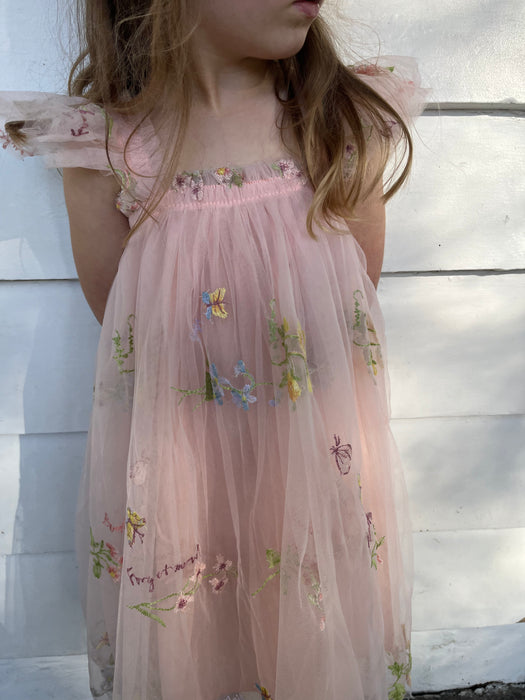 Amelia Embroidered Tulle Dress – Pink Floral Party Dress for Girls