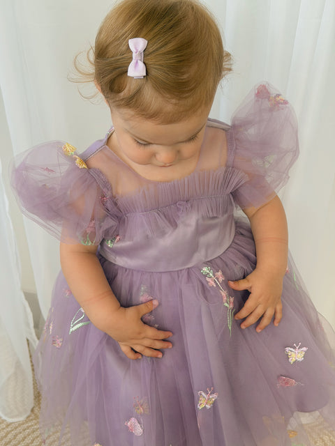 Lilac Floral Embroidered Romper