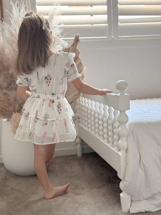 Elodie Floral Ramie Embroidery Dress