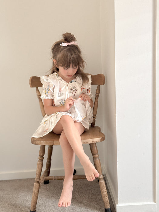 Elodie Floral Ramie Embroidery Dress