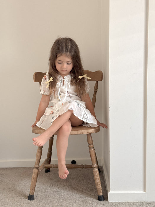 Elodie Floral Ramie Embroidery Dress