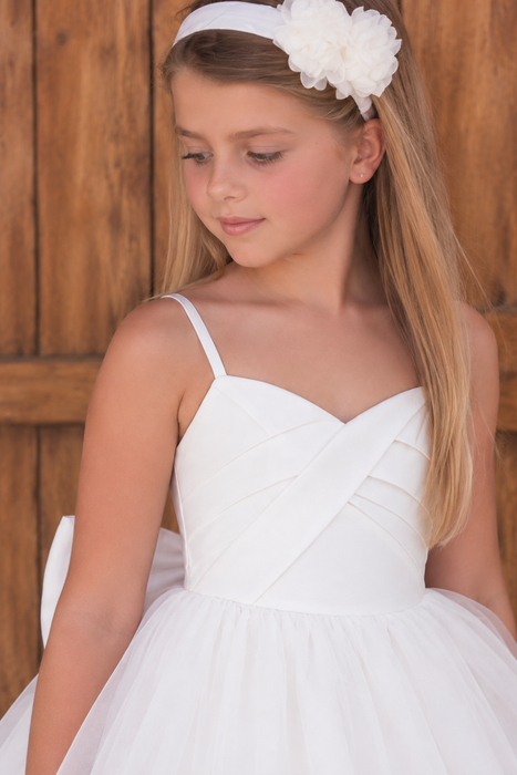White Bow Year 6 Graduation Dress for Girls