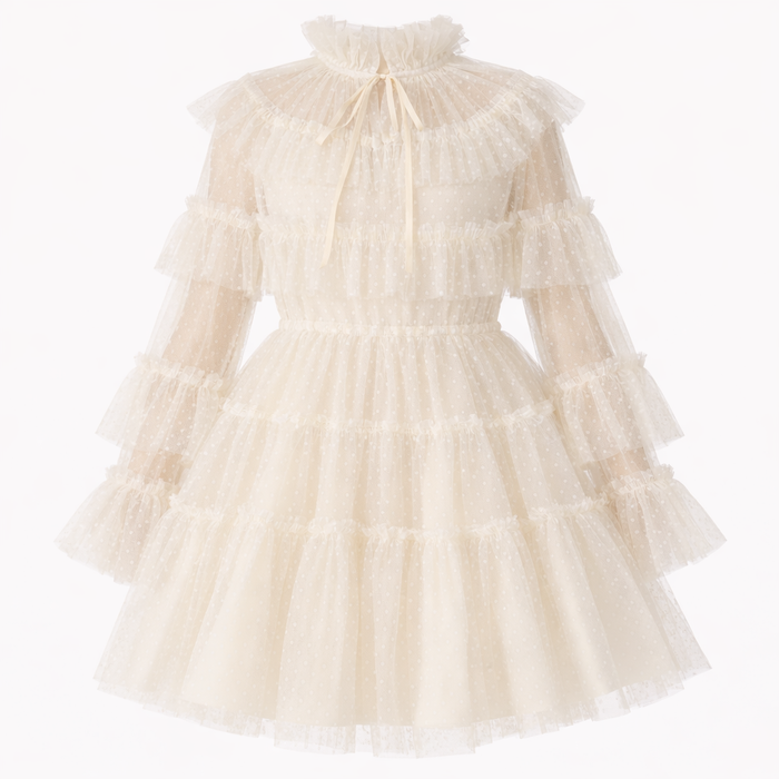 Amelie Ivory Dotted Tulle Dress (PRE ORDER)