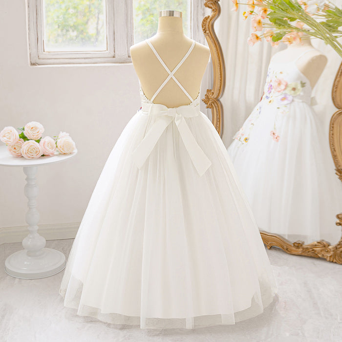 Floral Embroidered Maxi Year 6 Graduation Dress for Girls