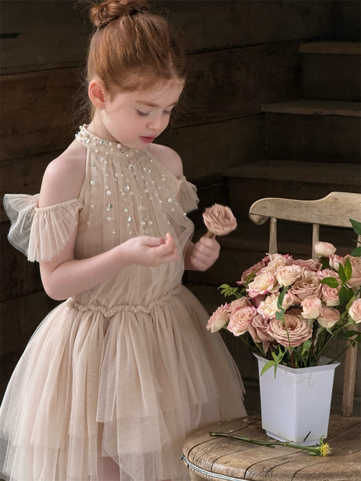 Beige Pearl Birthday Party Tutu Dress