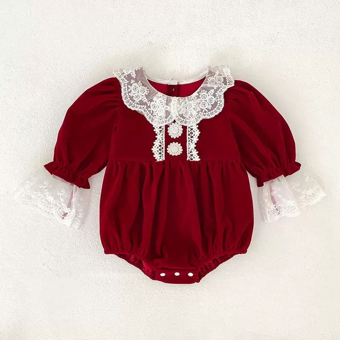 Stella Lace Christmas Baby Romper