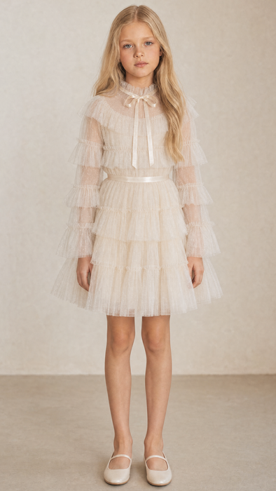Amelie Long Sleeve Tulle Birthday Dress For Girls