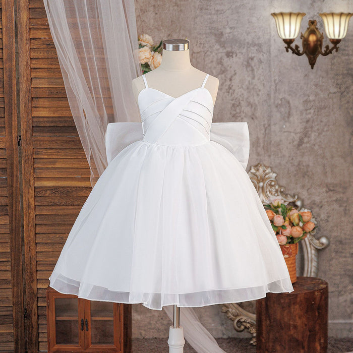 White Bow Year 6 Graduation Dress for Girls