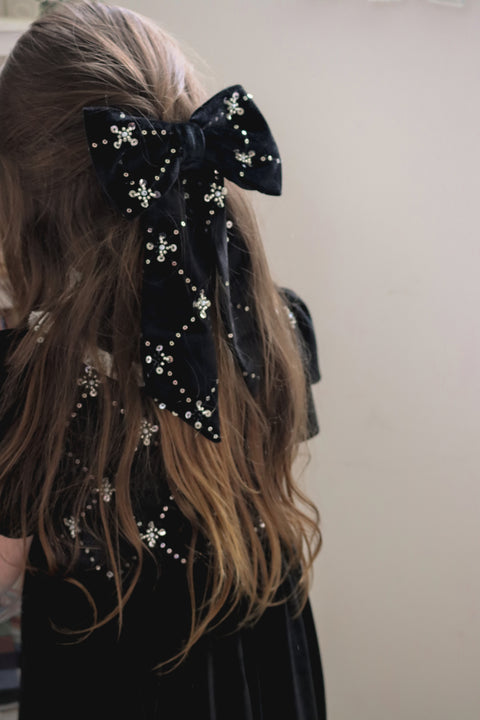 Eleanor Black Velvet Hair Bow Clip